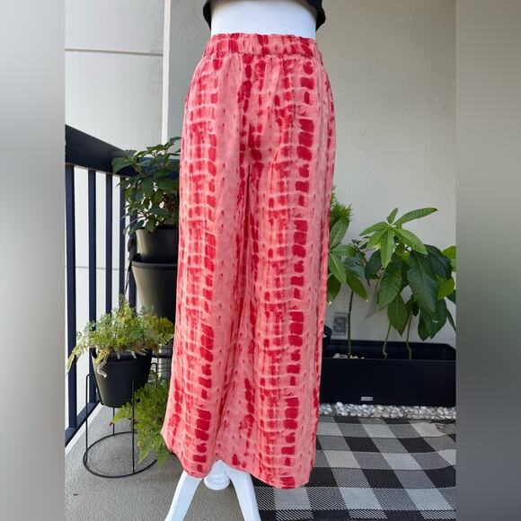 Nasty Gal Pants - Nasty Gal Tie Dye Print Wide-leg Relaxed Pants in Pink , US 8